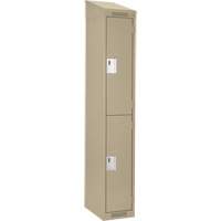 Clean Line Lockers, 2 -tier, 12" x 18" x 78", Steel, Beige, Rivet (Assembled) Trail Hammer and Bolt