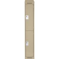 Clean Line Lockers, 2 -tier, 12" x 18" x 78", Steel, Beige, Rivet (Assembled) Trail Hammer and Bolt