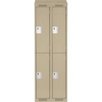 Clean Line Lockers, 2 -tier, Bank of 2, 24" x 18" x 78", Steel, Beige, Rivet (Assembled) Trail Hammer and Bolt