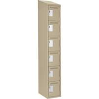 Clean Line Lockerette, 6 -tier, 12" x 18" x 78", Steel, Beige, Rivet (Assembled) Trail Hammer and Bolt