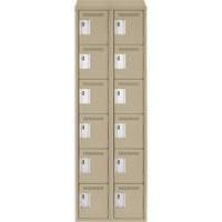 Clean Line Lockerette, 6 -tier, Bank of 2, 24" x 18" x 78", Steel, Beige, Rivet (Assembled) Trail Hammer and Bolt