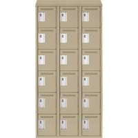 Clean Line Lockerette, 6 -tier, Bank of 3, 36" x 18" x 78", Steel, Beige, Rivet (Assembled) Trail Hammer and Bolt
