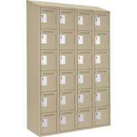 Clean Line Lockerette, 6 -tier, Bank of 4, 48" x 18" x 78", Steel, Beige, Rivet (Assembled) Trail Hammer and Bolt