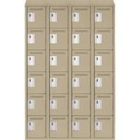 Clean Line Lockerette, 6 -tier, Bank of 4, 48" x 18" x 78", Steel, Beige, Rivet (Assembled) Trail Hammer and Bolt