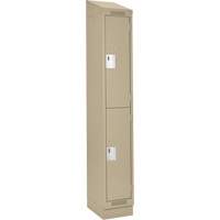 Clean Line Lockers, 2 -tier, 12" x 18" x 82", Steel, Beige, Rivet (Assembled) Trail Hammer and Bolt