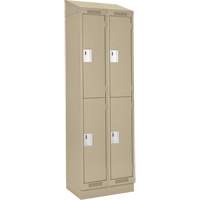 Clean Line Lockers, 2 -tier, Bank of 2, 24" x 18" x 82", Steel, Beige, Rivet (Assembled) Trail Hammer and Bolt