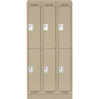 Clean Line Lockers, 2 -tier, Bank of 3, 36" x 18" x 82", Steel, Beige, Rivet (Assembled) Trail Hammer and Bolt