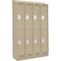 Clean Line Lockers, 2 -tier, Bank of 4, 48" x 18" x 82", Steel, Beige, Rivet (Assembled) Trail Hammer and Bolt