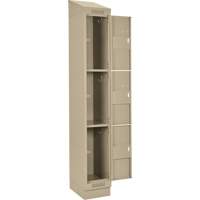 Clean Line Lockers, 3 -tier, Bank of 4, 48" x 18" x 82", Steel, Beige, Rivet (Assembled) Trail Hammer and Bolt