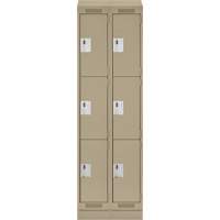 Clean Line Lockers, 3 -tier, Bank of 2, 24" x 18" x 82", Steel, Beige, Rivet (Assembled) Trail Hammer and Bolt