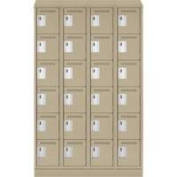 Clean Line Lockerette , 6 -tier, Bank of 4, 48" x 18" x 82", Steel, Beige, Rivet (Assembled) Trail Hammer and Bolt