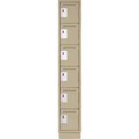 Clean Line Lockerette, 6 -tier, 12" x 18" x 76", Steel, Beige, Rivet (Assembled) Trail Hammer and Bolt