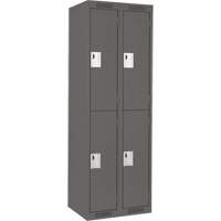 Clean Line Lockers, 2 -tier, Bank of 2, 24" x 18" x 72", Steel, Charcoal, Rivet (Assembled) Trail Hammer and Bolt
