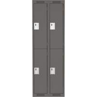 Clean Line Lockers, 2 -tier, Bank of 2, 24" x 18" x 72", Steel, Charcoal, Rivet (Assembled) Trail Hammer and Bolt