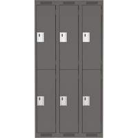 Clean Line Lockers, 2 -tier, Bank of 3, 36" x 18" x 72", Steel, Charcoal, Rivet (Assembled) Trail Hammer and Bolt