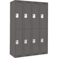 Casiers Clean Line, 2 niveaux, Bloc de 4, 48" x 18" x 72", Acier, Charbon, Rivet (assembl&eacute;) Trail Hammer and Bolt