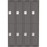 Casiers Clean Line, 2 niveaux, Bloc de 4, 48" x 18" x 72", Acier, Charbon, Rivet (assembl&eacute;) Trail Hammer and Bolt