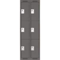Clean Line Lockers, 3 -tier, Bank of 2, 24" x 18" x 72", Steel, Charcoal, Rivet (Assembled) Trail Hammer and Bolt