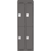 Clean Line Lockers, 2 -tier, Bank of 2, 24" x 18" x 78", Steel, Charcoal, Rivet (Assembled) Trail Hammer and Bolt