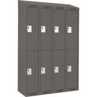 Clean Line Lockers, 2 -tier, Bank of 4, 48" x 18" x 78", Steel, Charcoal, Rivet (Assembled) Trail Hammer and Bolt