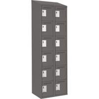 Clean Line Lockerette, 6 -tier, Bank of 2, 24" x 18" x 78", Steel, Charcoal, Rivet (Assembled) Trail Hammer and Bolt