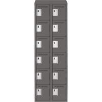 Clean Line Lockerette, 6 -tier, Bank of 2, 24" x 18" x 78", Steel, Charcoal, Rivet (Assembled) Trail Hammer and Bolt