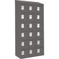 Clean Line Lockerette, 6 -tier, Bank of 3, 36" x 18" x 78", Steel, Charcoal, Rivet (Assembled) Trail Hammer and Bolt