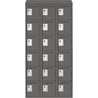 Clean Line Lockerette, 6 -tier, Bank of 3, 36" x 18" x 78", Steel, Charcoal, Rivet (Assembled) Trail Hammer and Bolt