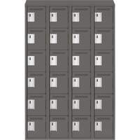 Clean Line Lockerette, 6 -tier, Bank of 4, 48" x 18" x 78", Steel, Charcoal, Rivet (Assembled) Trail Hammer and Bolt