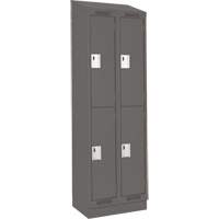 Clean Line Lockers, 2 -tier, Bank of 2, 24" x 18" x 82", Steel, Charcoal, Rivet (Assembled) Trail Hammer and Bolt