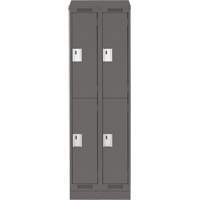 Clean Line Lockers, 2 -tier, Bank of 2, 24" x 18" x 82", Steel, Charcoal, Rivet (Assembled) Trail Hammer and Bolt