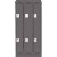 Clean Line Lockers, 2 -tier, Bank of 3, 36" x 18" x 82", Steel, Charcoal, Rivet (Assembled) Trail Hammer and Bolt