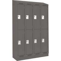 Clean Line Lockers, 2 -tier, Bank of 4, 48" x 18" x 82", Steel, Charcoal, Rivet (Assembled) Trail Hammer and Bolt