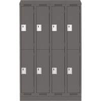 Clean Line Lockers, 2 -tier, Bank of 4, 48" x 18" x 82", Steel, Charcoal, Rivet (Assembled) Trail Hammer and Bolt
