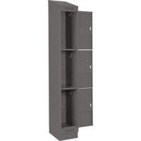 Clean Line Lockers, 3 -tier, Bank of 4, 48" x 18" x 82", Steel, Charcoal, Rivet (Assembled) Trail Hammer and Bolt