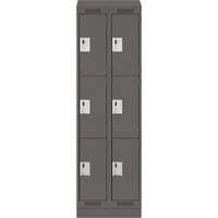 Clean Line Lockers, 3 -tier, Bank of 2, 24" x 18" x 82", Steel, Charcoal, Rivet (Assembled) Trail Hammer and Bolt