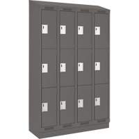 Clean Line Lockers, 3 -tier, Bank of 4, 48" x 18" x 82", Steel, Charcoal, Rivet (Assembled) Trail Hammer and Bolt