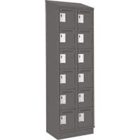 Clean Line Lockerette, 6 -tier, Bank of 2, 24" x 18" x 82", Steel, Charcoal, Rivet (Assembled) Trail Hammer and Bolt