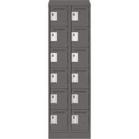 Clean Line Lockerette, 6 -tier, Bank of 2, 24" x 18" x 82", Steel, Charcoal, Rivet (Assembled) Trail Hammer and Bolt