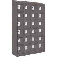 Clean Line Lockerette, 6 -tier, Bank of 4, 48" x 18" x 82", Steel, Charcoal, Rivet (Assembled) Trail Hammer and Bolt