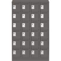 Clean Line Lockerette, 6 -tier, Bank of 4, 48" x 18" x 82", Steel, Charcoal, Rivet (Assembled) Trail Hammer and Bolt