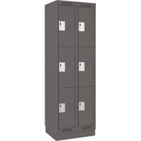 Clean Line Lockers, 3 -tier, Bank of 2, 24" x 18" x 76", Steel, Charcoal, Rivet (Assembled) Trail Hammer and Bolt