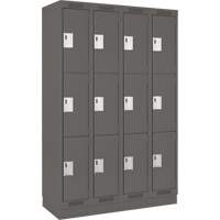 Clean Line Lockers, 3 -tier, Bank of 4, 48" x 18" x 76", Steel, Charcoal, Rivet (Assembled) Trail Hammer and Bolt