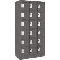 Clean Line Lockerette, 6 -tier, Bank of 3, 36" x 18" x 76", Steel, Charcoal, Rivet (Assembled) Trail Hammer and Bolt