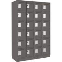 Clean Line Lockerette, 6 -tier, Bank of 4, 48" x 18" x 76", Steel, Charcoal, Rivet (Assembled) Trail Hammer and Bolt