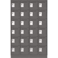 Clean Line Lockerette, 6 -tier, Bank of 4, 48" x 18" x 76", Steel, Charcoal, Rivet (Assembled) Trail Hammer and Bolt