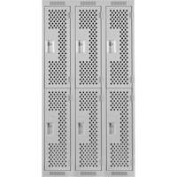 Casiers Clean Line, 2 niveaux, Bloc de 3, 36" x 15" x 72", Acier, Gris, Rivet (assembl&eacute;), Perfor&eacute; Trail Hammer and Bolt