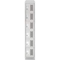 Assembled Lockerettes Clean Line Perforated Economy Lockers, 6 -tier, 18" x 72" x 12", Steel Trail Hammer and Bolt