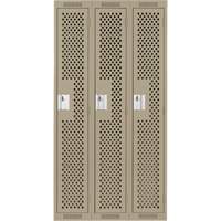 Clean Line Lockers, Bank of 3, 36" x 12" x 72", Steel, Beige, Rivet (Assembled), Perforated Trail Hammer and Bolt