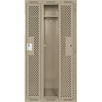 Clean Line Lockers, Bank of 3, 36" x 12" x 72", Steel, Beige, Rivet (Assembled), Perforated Trail Hammer and Bolt